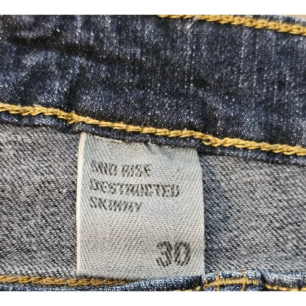 Eunina Women's Mid Rise Destructed Skinny Jeans‎ Size 30 Distressed Dark Wash - Picture 6 of 9